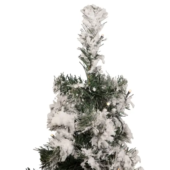 Northlight 2' Pre-Lit Medium Flocked Bristol Pine Artificial Christmas Tree - Warm Clear LED Lights Green {6}