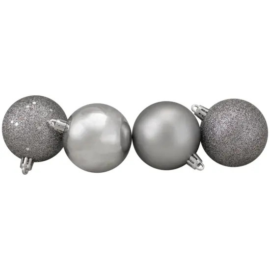 Northlight Shatterproof 4-Finish Christmas Ball Ornaments 2.5" (60mm) - Pewter Gray - 60ct {4}