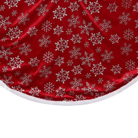 Northlight 48" Red and White Snowflake Christmas Tree Skirt with a White Border {4}
