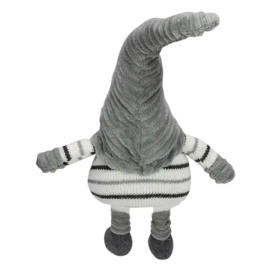 Northlight Striped Sitting Gnome Christmas Figure - 22" - Gray, White and Black {6}