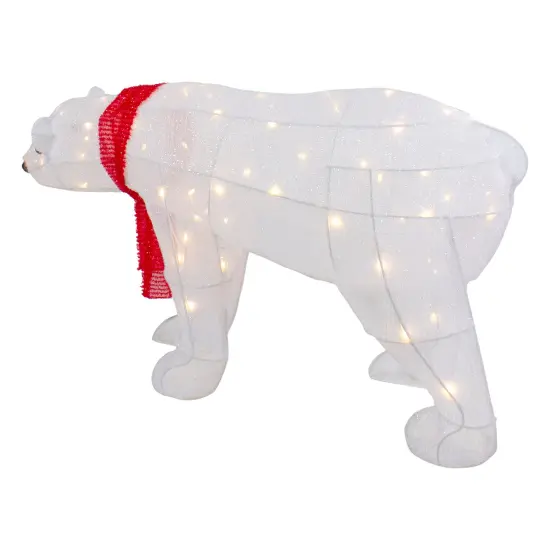 Northlight LED Lighted Tinsel Polar Bear Outdoor Christmas Decoration - 32" - Warm White Lights {7}
