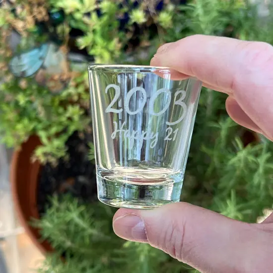 2oz 2003 Happy 21 Shot Glass Birthday {6}