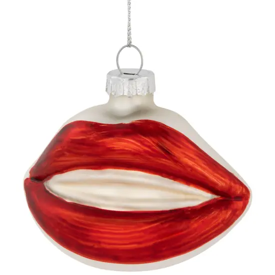 Northlight 3.25" Bright Red Lips Glass Christmas Ornament {5}