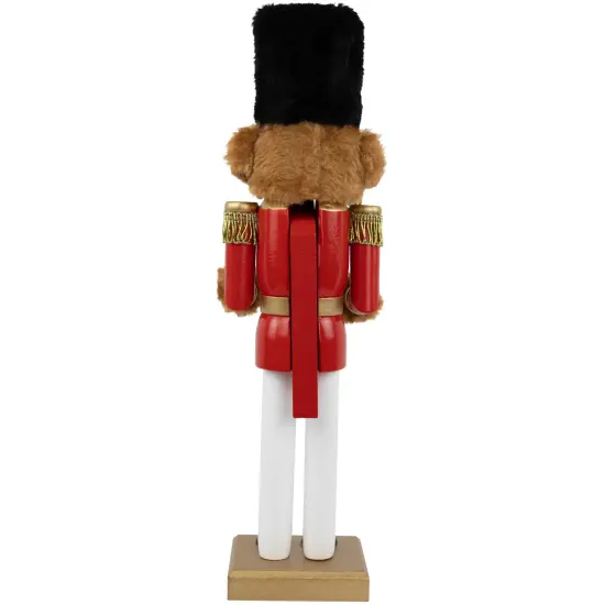 Northlight Plush Teddy Bear Soldier Christmas Nutcracker - 14" - Red and Gold {6}