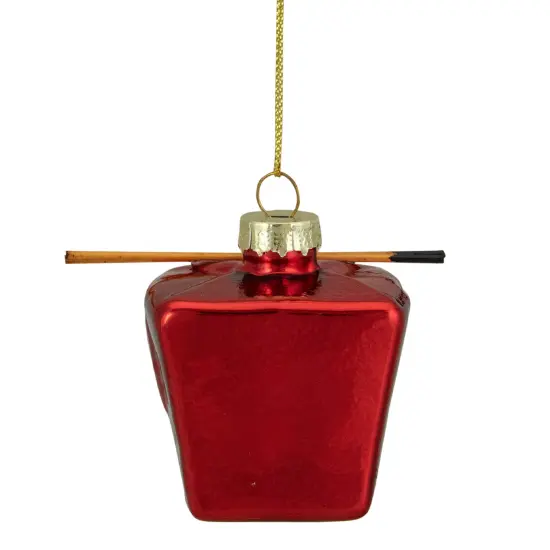 Northlight 3.5" Red Asian Food Take Out Container Glass Christmas Ornament {6}