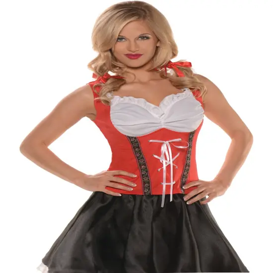 Women's Red Beer Maiden German Girl Top Costume {1}
