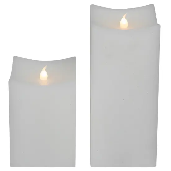 Northlight LED Flickering Flameless Wax Rectangular Candles - 8" - White - Set of 2 {5}