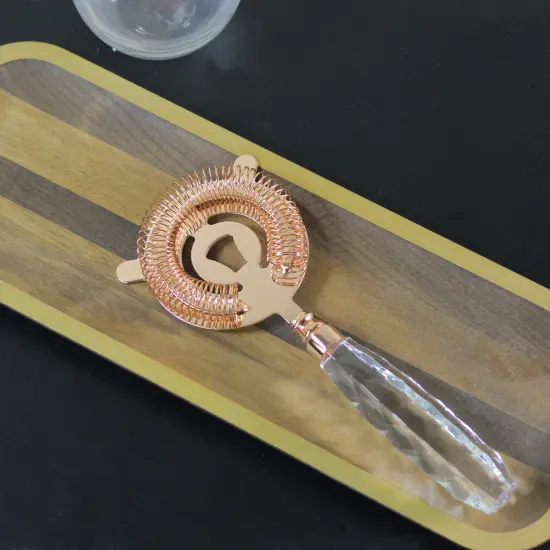 Wild Eye 9" Rose Gold Finished Stainless Steel Bar Cocktail Strainer Clear {4}