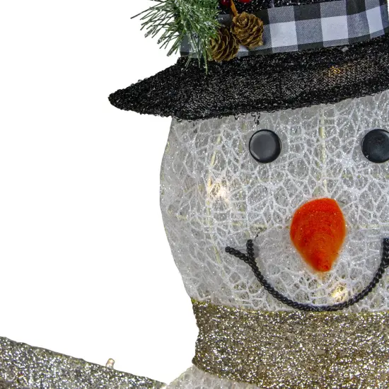 Northlight 49" White and Black LED Lighted Snowman with Top Hat Christmas Outdoor Decoration {4}