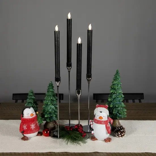Northlight LED Flickering Flameless Solid Taper Halloween Candles 9.5" - Black - Set of 4 {4}