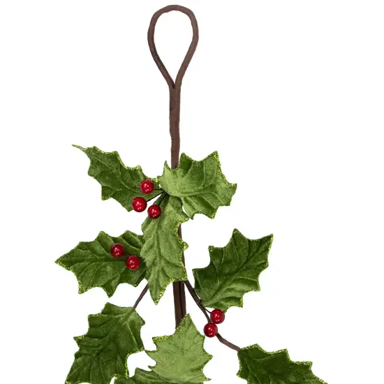 Northlight Glittered Holly with Berry Christmas Garland - 3.5' x 9" - Unlit Green {5}