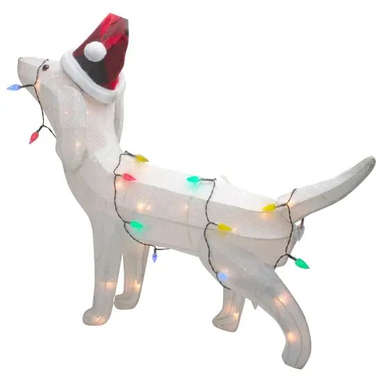 Northlight LED Lighted Dachshund Dog in Santa Hat Outdoor Christmas Decoration - 32" - Multicolor White {5}