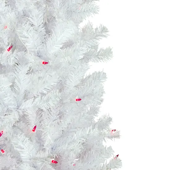 Northlight Pre-Lit Pencil Woodbury White Pine Artificial Christmas Tree - 6.5' - Pink Lights {5}