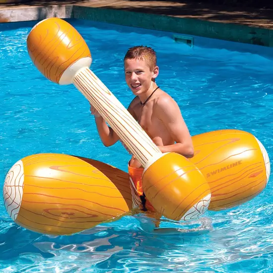 Swim Central 54" Brown and White Inflatable Swimming Pool Log Flume Joust Set {4}