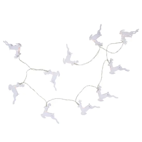 Northlight LED Leaping Reindeer Christmas Light Set - 3' Clear Wire - 15ct White {6}