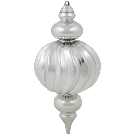 Northlight Commercial Size Shatterproof 2-Finish Finial Christmas Ornaments - Silver -10" - 4ct {5}