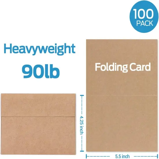 4.25 x 5.5 Cards and Envelopes 100 Pack, Ohuhu Heavyweight Kraft Folded Cardstock Paper and A2 Envelopes for DIY Greeting Card, Wedding, Birthday, Invitations, Thank You Cards & All Occasion {3}