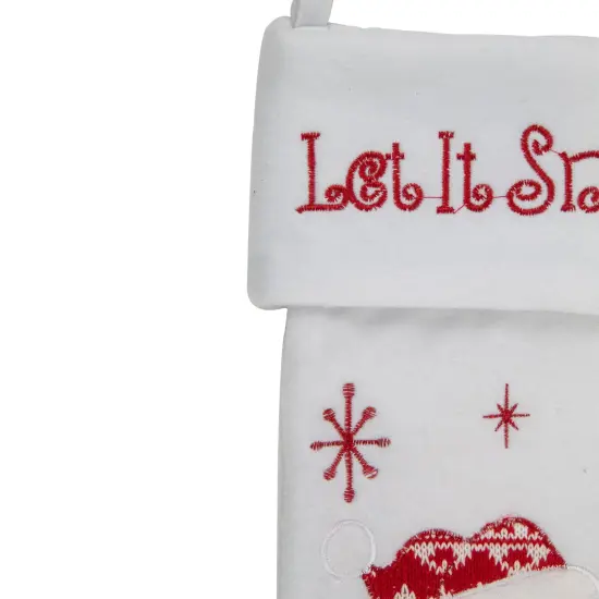 Northlight 19" Red and White "Let It Snow" Santa Claus Embroidered Christmas Stocking {4}
