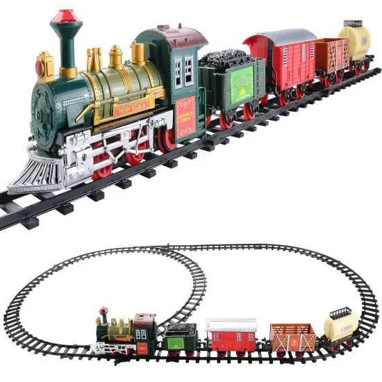 Northlight 16-Piece Battery Operated Lighted and Animated Continental Express Train Set with Sound Red {4}
