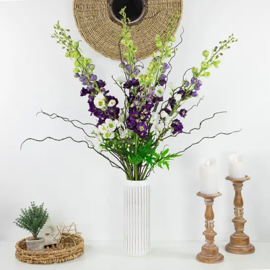 Northlight Real Touch&trade; Magenta Purple Delphinium Artificial Floral Stems, Set of 6 - 40" {3}