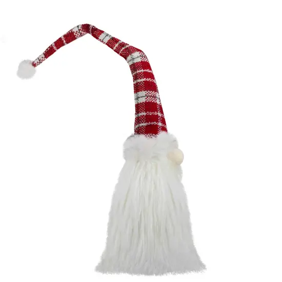 Northlight Plaid Hat Santa Claus Gnome Christmas Decoration - 29.5" - Red and White {4}