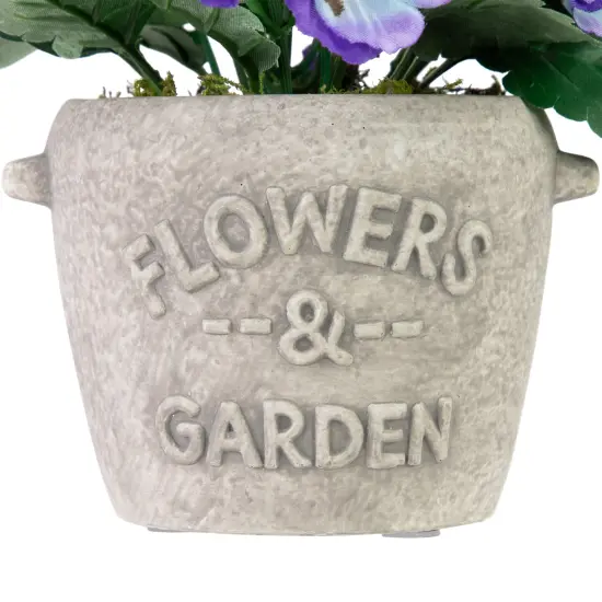 Northlight Pansy Artificial Floral Arrangement in "Flowers & Garden" Pot - 6" - Purple and Blue {5}
