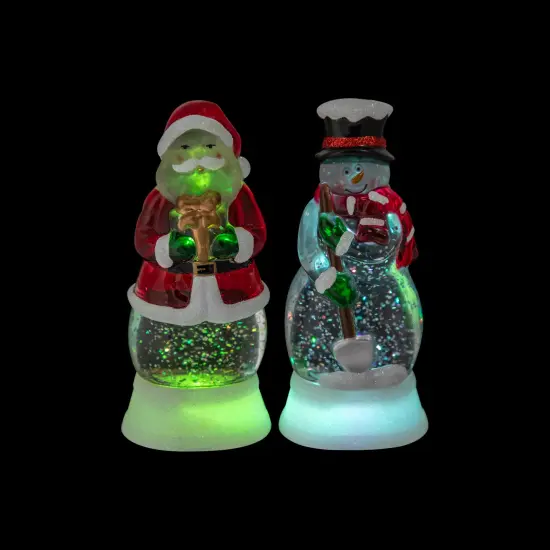 Northlight LED Lighted Color Changing Santa and SnowmanAcrylic Christmas Snow Globes - 6.25" - Set of 2 Red {7}