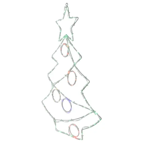 Northlight 28" LED Lighted Christmas Tree with Ornaments Window Silhouette White {5}