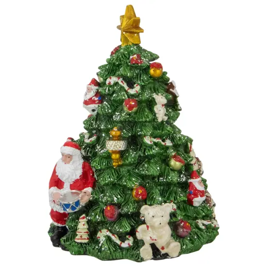 Northlight Rotating Christmas Tree Music Box with Santa - 5.5" Green {4}