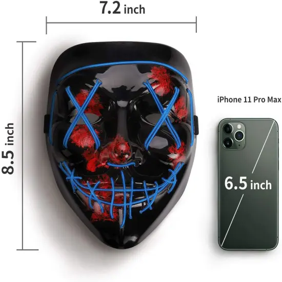 Kitcheniva Halloween Face Mask LED Light Up Party Purge Blue {5}
