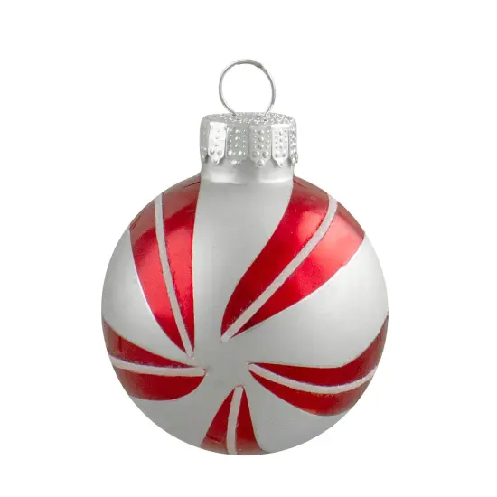 Northlight Swirl 2-Finish Christmas Glass Ball Ornaments - 1.75" (45mm) - Red and Silver - 12ct {7}