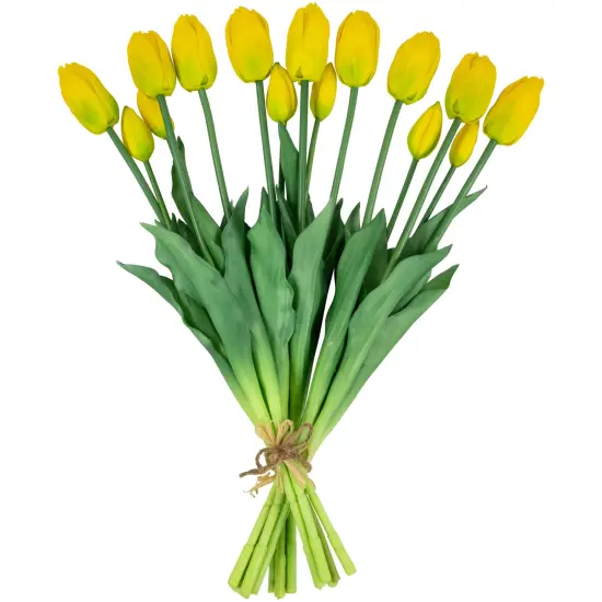 Northlight Real Touch&trade; Yellow Artificial Tulip Floral Bundles, Set of 6 - 18" {5}