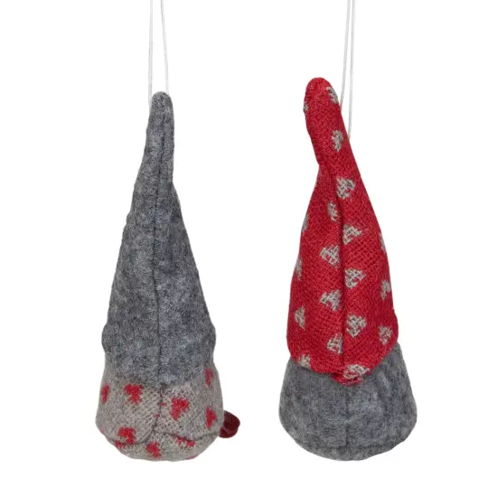 Northlight Santa Gnomes Christmas Ornaments - 4.25" - Gray and Red - Set of 2 {4}