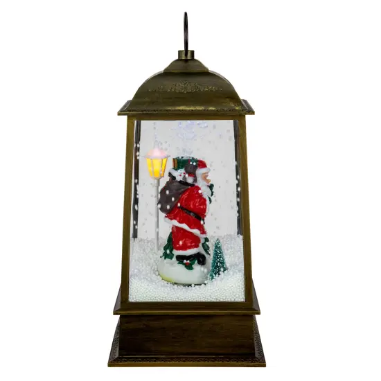 Northlight LED Lighted Snowing and Musical Santa Christmas Lantern - 13.5" Bronze {5}