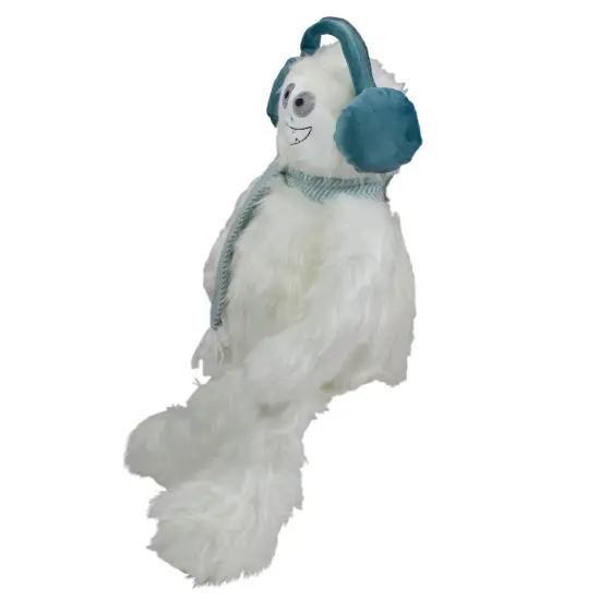 Northlight Plush Sitting Yeti with Earmuffs Christmas Figure - 18" - White and Blue {5}