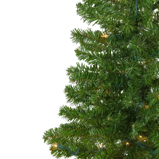 Northlight 6.5' Pre-Lit Canadian Pine Slim Artificial Christmas Wall Tree - Clear Lights Green {6}