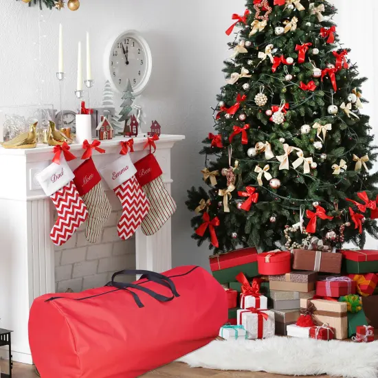 Simple Living 36" Multi-Use Large Holiday Storage Bag - For Garlands, Trees, Lights, Inflatables and More Red {4}