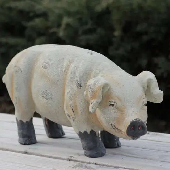 Melrose 11.5-Inch Brown and Off White Smiling Gary the Pig Figure Ivory {4}