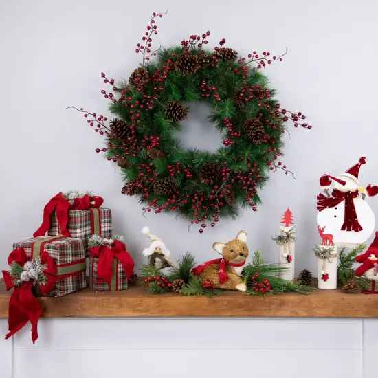 Northlight Royal Oregon Pine Artificial Christmas Wreath with Pinecones - 24" - Unlit Green {3}