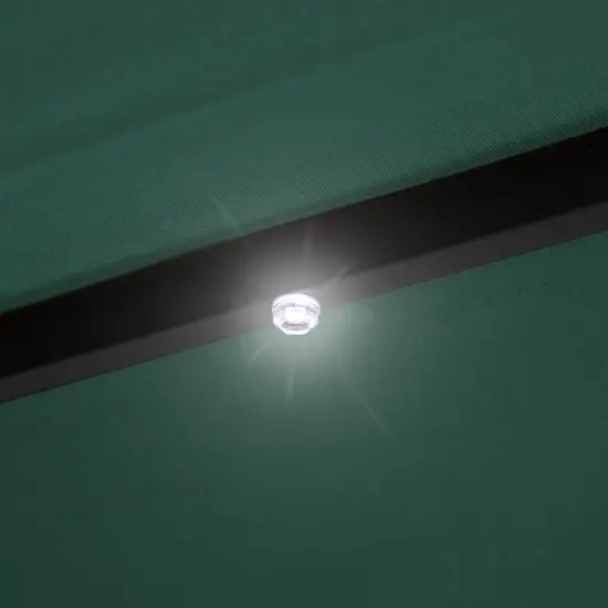 Northlight 9ft Solar Lighted Outdoor Patio Market Umbrella with Hand Crank and Tilt, Hunter Green {6}