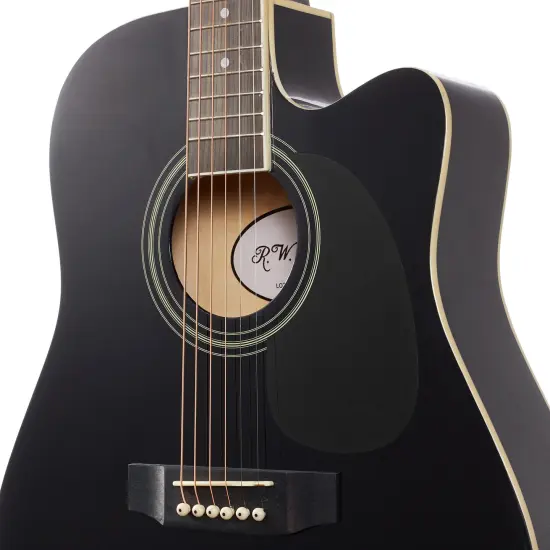 Jameson Guitars Full Size Thinline Acoustic Electric Guitar with Free Gig Bag Case & Picks Black {4}