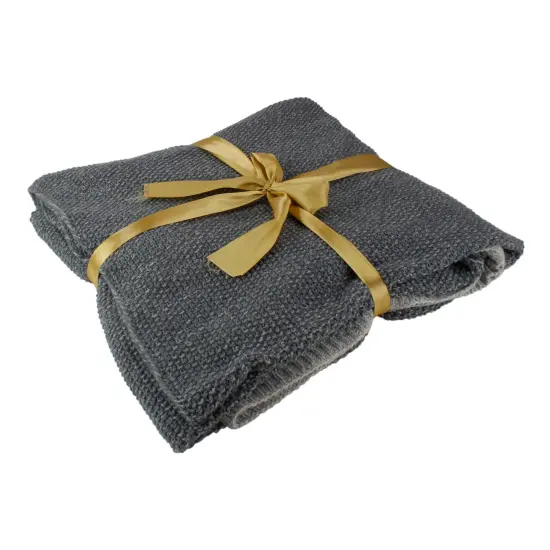 Northlight Gray Knit Rectangular Throw Blanket 50" x 60" {5}