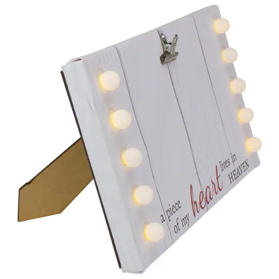 Northlight LED Lighted "A Piece of My Heart Lives in Heaven" Canvas with Photo Clip - 10.25" White {4}