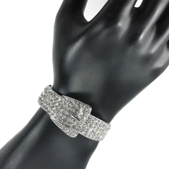 December Diamonds Silvertone Embellished Crystal Buckle Fashion Jewelry Ring - Size 8 Metallic {4}