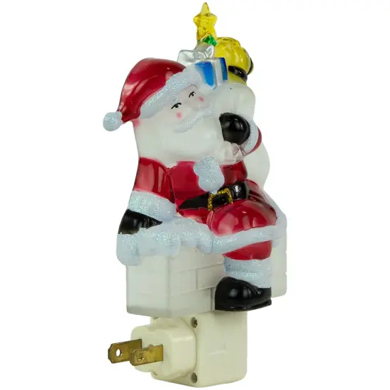 Northlight Santa in Chimney Frosted Christmas Night Light - 6.25" Red {5}