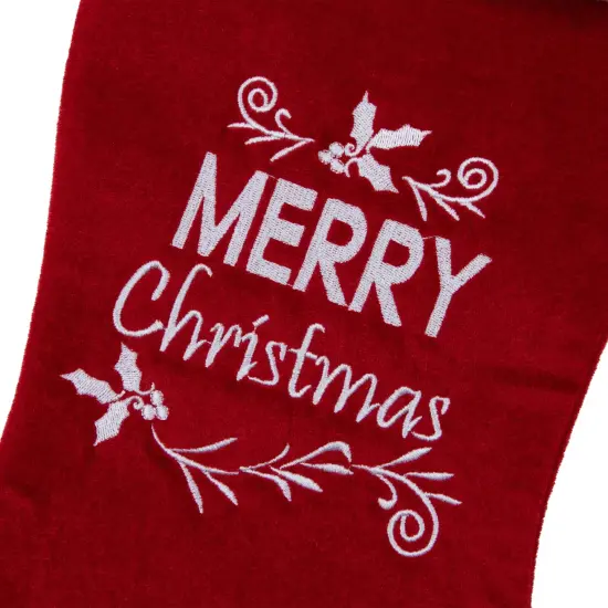 Northlight 20" Red and White "Merry Christmas" Velour Stocking {6}