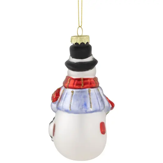 Northlight 5" Snowman with Presents Glass Hanging Christmas Ornament White {6}