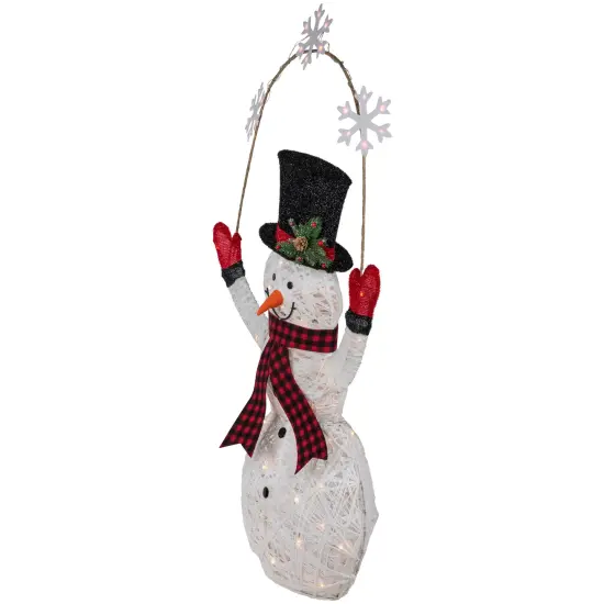 Northlight 57" LED Lighted Snowman Holding Snowflakes Outdoor Christmas Decoration White {6}