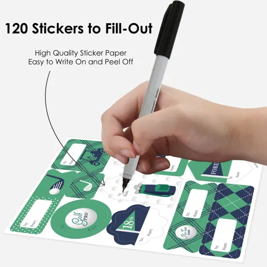 Big Dot of Happiness Par-Tee Time - Golf - Assorted Birthday or Retirement Party Gift Tag Labels - To and From Stickers - 12 Sheets - 120 Stickers {4}