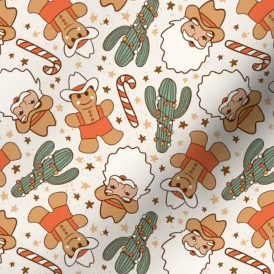 Various Fabrics by the Yard or Fat Quarter Christmas Kitsch Santa Western Cowboy Cactus Candy Cane Cookie Gingerbread Custom Printed Fabric by Spoonflower {7}